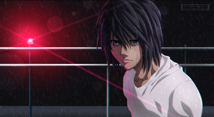 L from Death Note in the rain