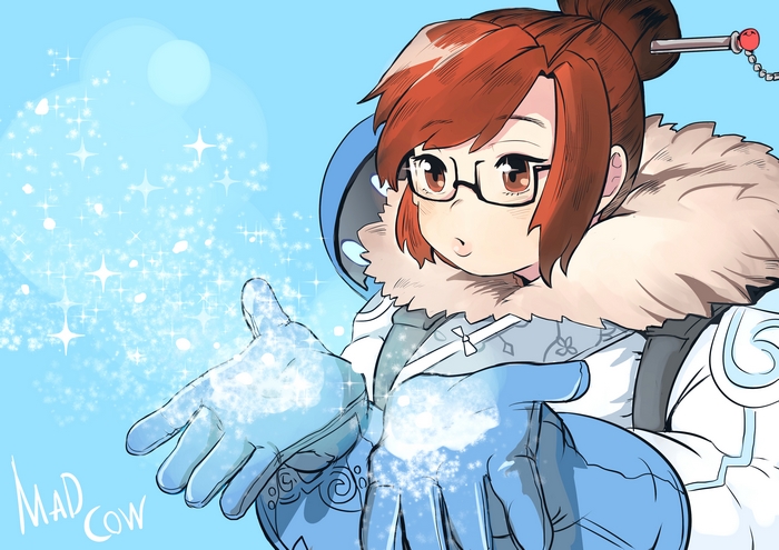 Mei from Overwatch creating snow