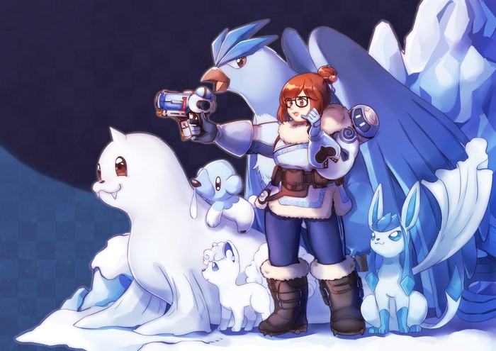 Mei from Overwatch with Ice Pokémon