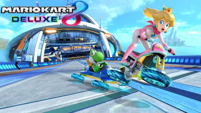 Princess Peach and Yoshi from Mario Kart 8 Deluxe