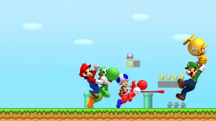 Mario and Luigi from Super Mario with Yoshis and Toad