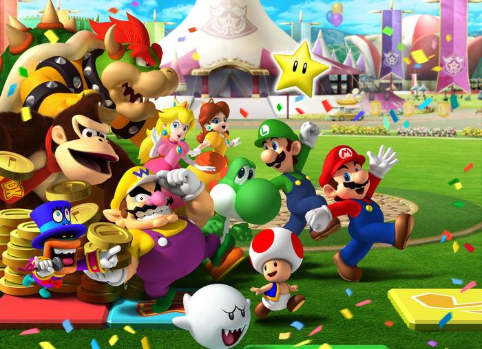Mario Party characters with Bowser and Donkey Kong