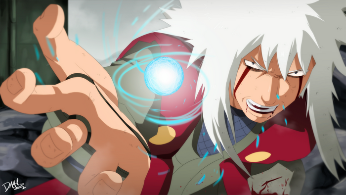 Jiraiya from Naruto using Rasengan