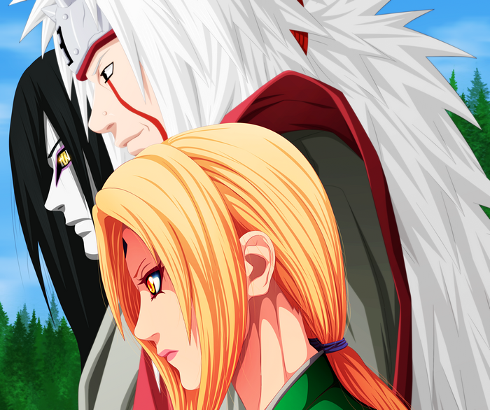 Jiraiya, Tsunade, and Orochimaru from Naruto