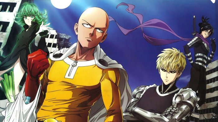 Saitama, Genos, Tatsumaki, and Speed-o'-Sound Sonic from One-Punch Man