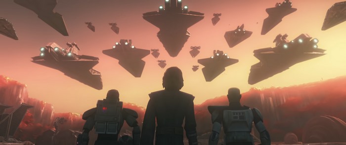Star Destroyers over a red planet