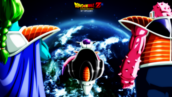 Frieza and his soldiers from Dragon Ball Z in space