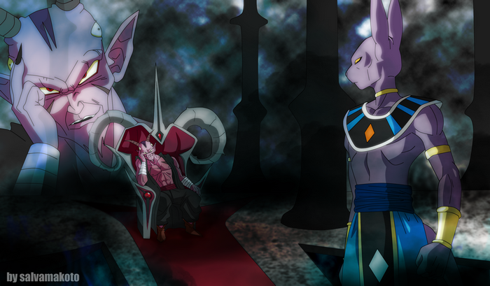 Beerus from Dragon Ball and a demon king