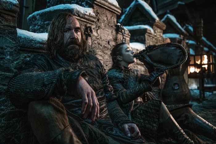 Sandor Clegane and Arya Stark in Winterfell