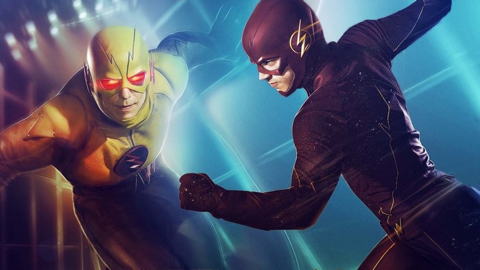 Flash Facing Off Against Reverse Flash in Dynamic Standoff