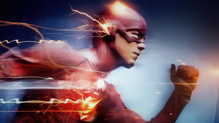 The Flash Barry Allen running with lightning