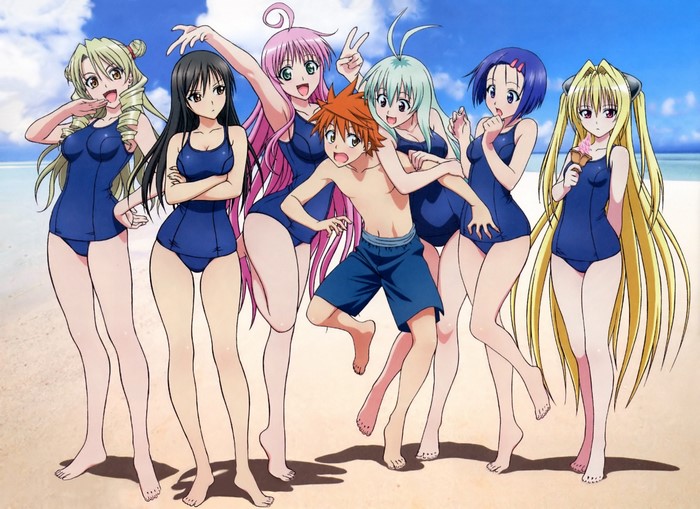 To LOVE Ru characters on a beach