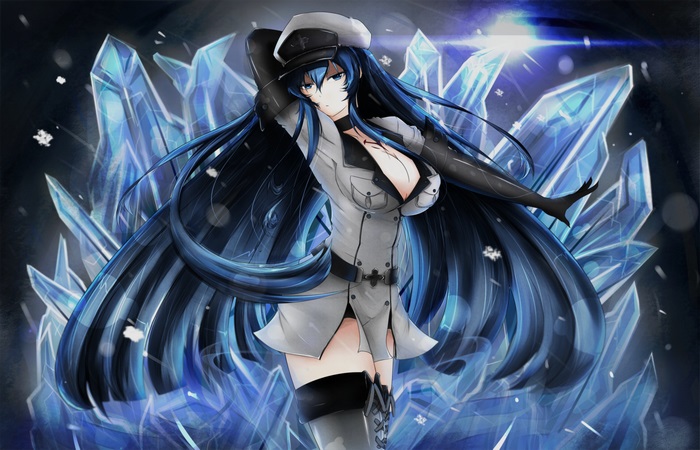 Esdeath in Wintery Crystal Landscape