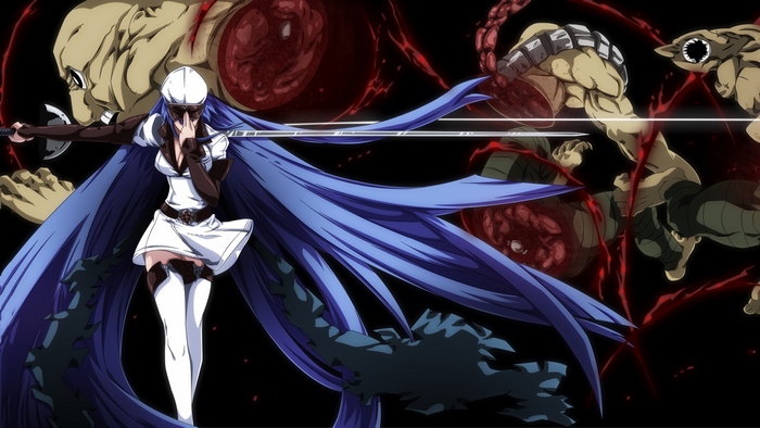 Esdeath from Akame Ga Kill! fighting monsters