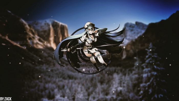 Esdeath from Akame Ga Kill! in winter landscape