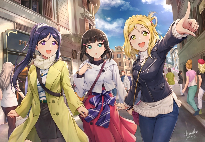 Dia Kurosawa and friends walking in a European city