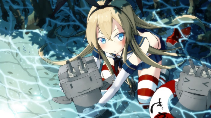 Shimakaze from Kantai Collection in water