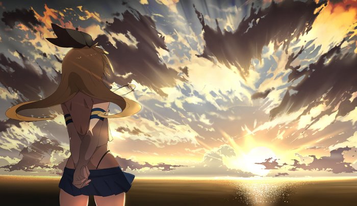 Shimakaze from Kantai Collection at sunset