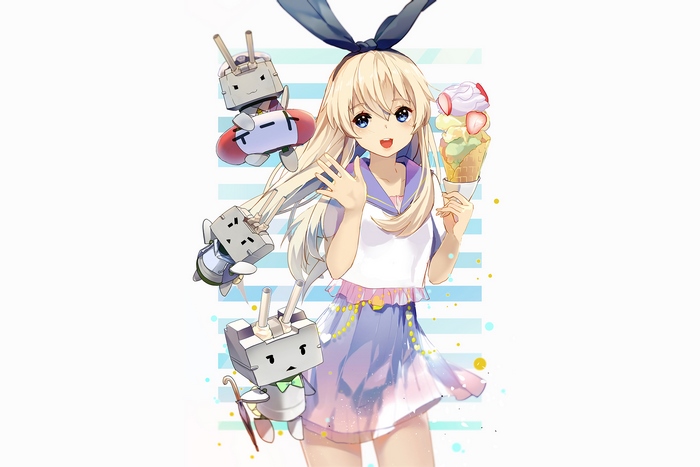 Shimakaze from Kantai Collection holding ice cream