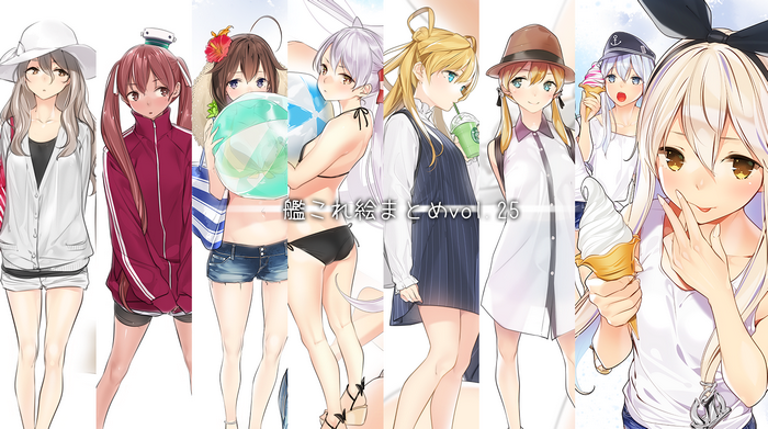 Girls from Kancolle at the beach