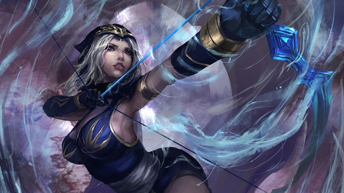 Ashe from League of Legends aiming a bow