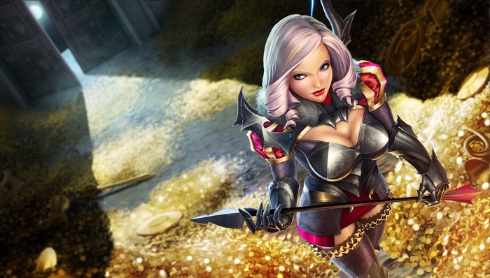 Ashe from League of Legends with treasure