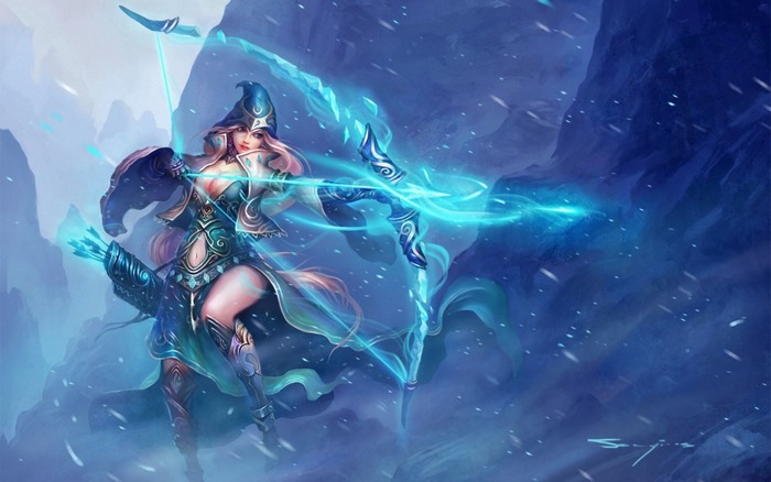 Ashe from League of Legends with a bow