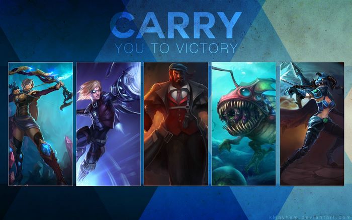 League of Legends characters: Ashe, Vi, Graves, Fizz, and Katarina