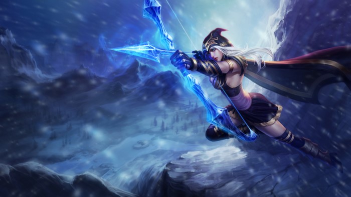 Ashe from League of Legends in a snowy landscape