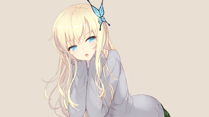 Sena Kashiwazaki with a blue butterfly hair clip