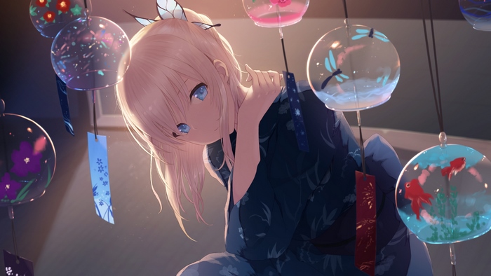 Sena Kashiwazaki with wind chimes