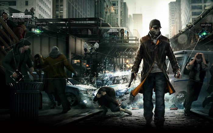 Aiden Pearce from Watch Dogs in a city street
