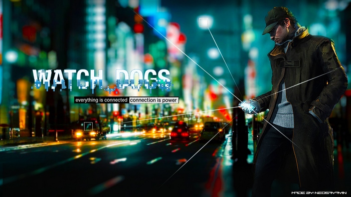 Aiden Pearce from Watch Dogs in a city