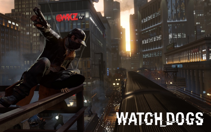 Aiden Pearce from Watch Dogs on a rooftop