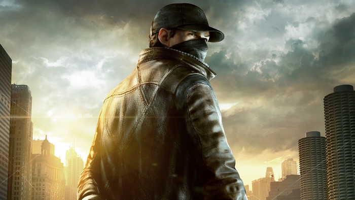 Aiden Pearce from Watch Dogs in a city