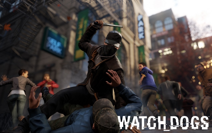Aiden Pearce from Watch Dogs in combat