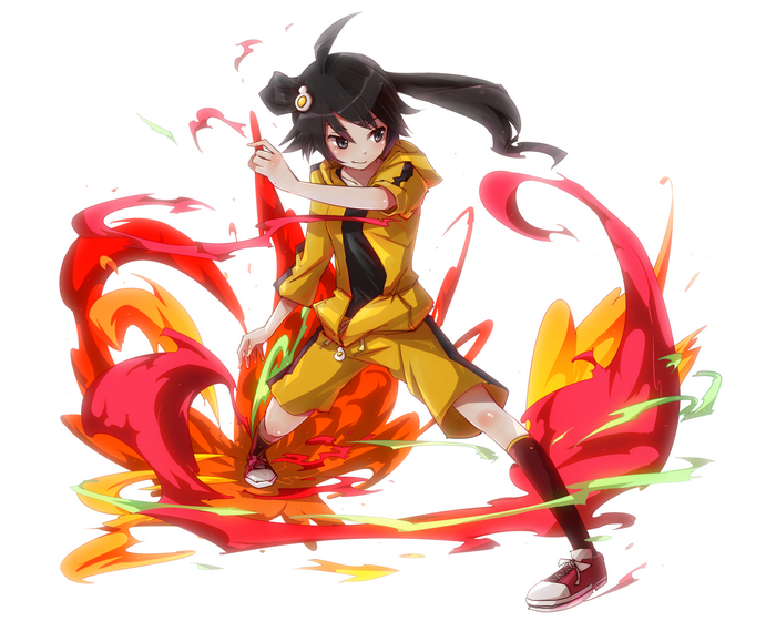 Karen Araragi with fire effects