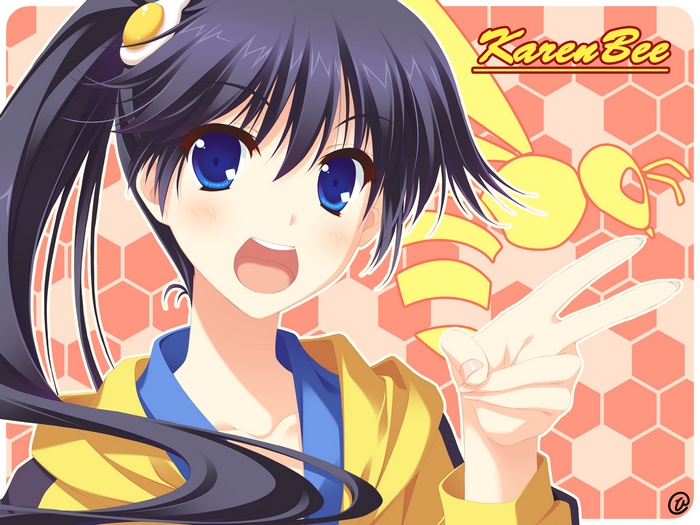 Karen Bee anime girl with bee background