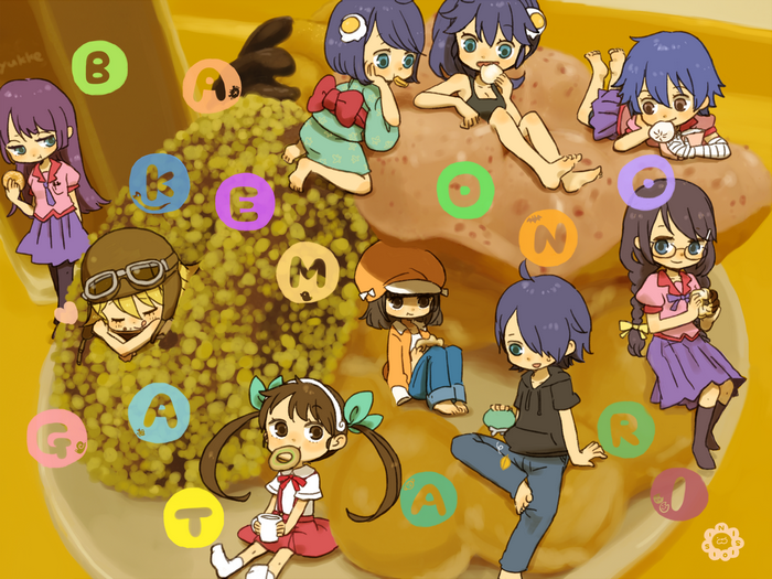 Karen Araragi and friends on a dessert platter