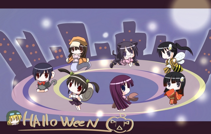 Chibi Characters in Halloween Costumes