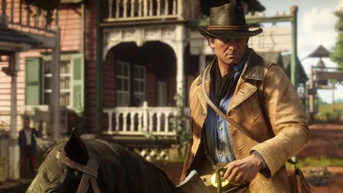 Arthur Morgan on horseback in Red Dead Redemption 2