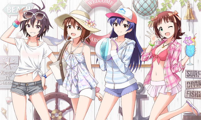 4 Girls in Summer Outfits at the Beach