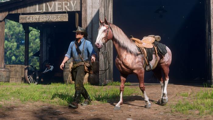 Arthur Morgan from Red Dead Redemption 2 with a horse