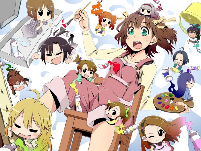 Chihaya Kisaragi and friends painting