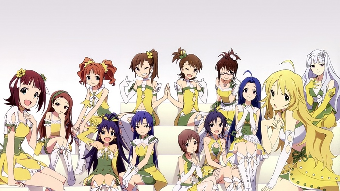 Idolmaster Cinderella Girls characters in yellow and green outfits