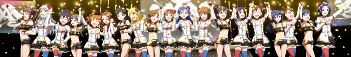 Chihaya Kisaragi and other idols performing on stage
