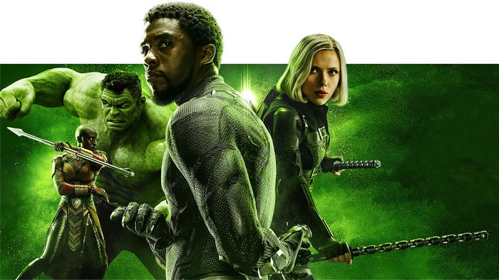 Black Panther, Okoye, Hulk, and Black Widow from Marvel