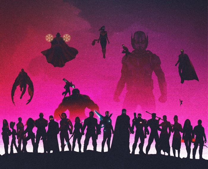 Marvel Avengers and other characters silhouette