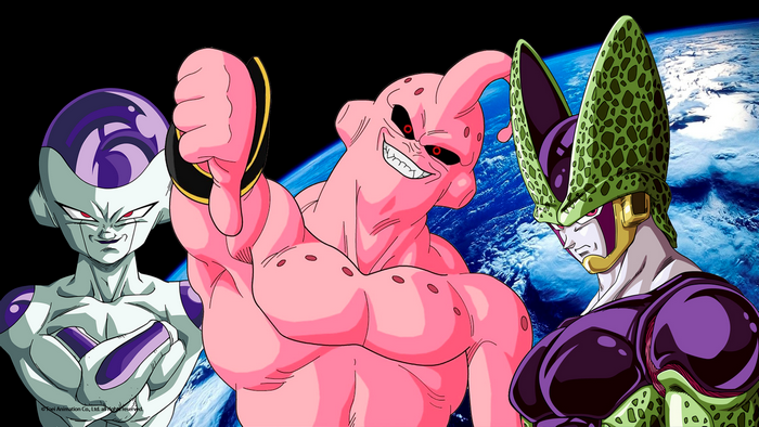 Frieza, Majin Buu, and Cell from Dragon Ball Z
