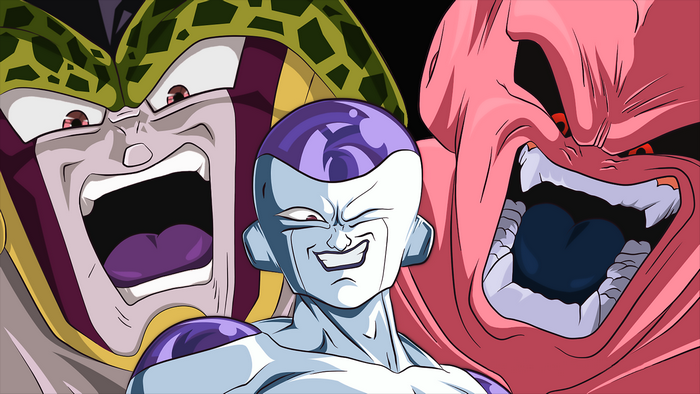 Cell, Frieza, and Majin Buu from Dragon Ball Z